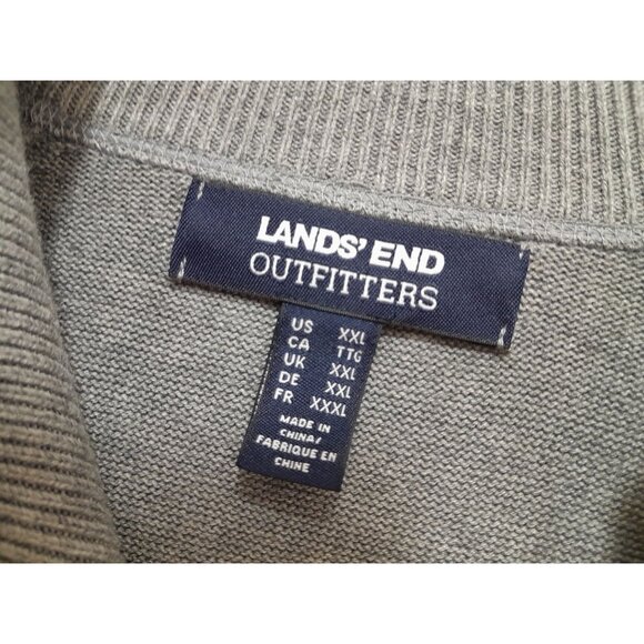 Lands End Mens Full Zip Heavyweight Warm Outdoor Fall Winter 2XL Cardigan Gray - Picture 5 of 5